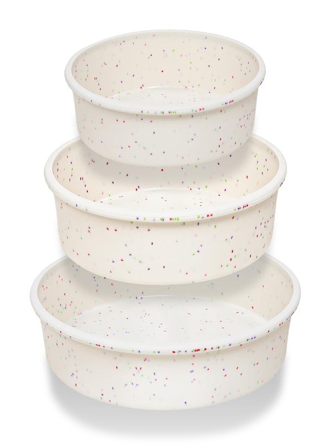 Vinino 3 Pack Round Cake Pan Set (6''/8''/10'') with Metal Reinforced Frame, Circle Cake Pan for Baking Nonstick Silicone Springform Pan for Baking Suitable for Making Layers, Cheese & Chocolate Cakes - Image 1